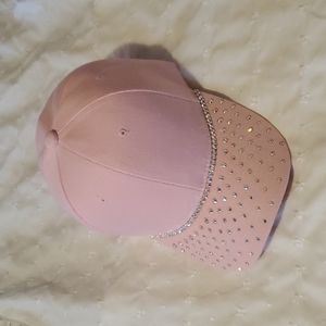 Pink Rhinestone Embellished Velcro Back Cap